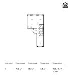 Планировка 3-комнатной квартиры, 75,6 м2