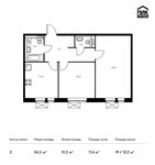 Планировка 2-комнатной квартиры, 56,5 м2