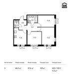 Планировка 3-комнатной квартиры, 65,2 м2