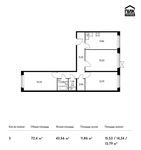 Планировка 3-комнатной квартиры, 72,4 м2