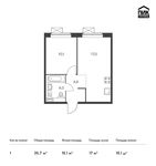Планировка 1-комнатной квартиры, 35,7 м2
