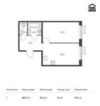 Планировка 1-комнатной квартиры, 42,2 м2