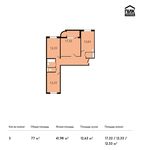 Планировка 3-комнатной квартиры, 77 м2