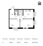 Планировка 2-комнатной квартиры, 47,8 м2