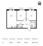 Планировка 2-комнатной квартиры, 60,2 м2