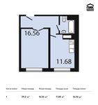 Планировка 1-комнатной квартиры, 39,2 м2