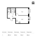 Планировка 1-комнатной квартиры, 40,5 м2