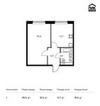 Планировка 1-комнатной квартиры, 39,5 м2