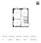 Планировка 2-комнатной квартиры, 52,2 м2