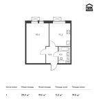 Планировка 1-комнатной квартиры, 39,3 м2