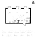 Планировка 2-комнатной квартиры, 59,9 м2