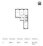 Планировка 3-комнатной квартиры, 88,6 м2