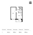 Планировка 1-комнатной квартиры, 33,3 м2