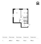 Планировка 1-комнатной квартиры, 44,8 м2