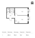 Планировка 1-комнатной квартиры, 42,2 м2