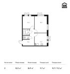 Планировка 2-комнатной квартиры, 52,3 м2