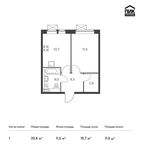 Планировка 1-комнатной квартиры, 33,6 м2
