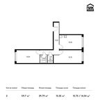 Планировка 2-комнатной квартиры, 59,7 м2
