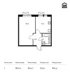 Планировка 1-комнатной квартиры, 39,3 м2