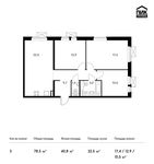 Планировка 3-комнатной квартиры, 78,5 м2