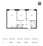 Планировка 2-комнатной квартиры, 59,9 м2
