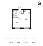 Планировка 1-комнатной квартиры, 35,7 м2