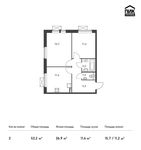 Планировка 2-комнатной квартиры, 52,2 м2