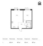 Планировка 1-комнатной квартиры, 41,2 м2
