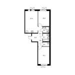 Планировка 2-комнатной квартиры, 72 м2