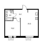 Планировка 1-комнатной квартиры, 43,1 м2