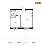 Планировка 1-комнатной квартиры, 43,1 м2