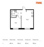 Планировка 1-комнатной квартиры, 43,1 м2