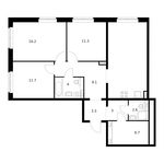 Планировка 3-комнатной квартиры, 90,4 м2