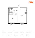 Планировка 1-комнатной квартиры, 43,1 м2