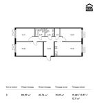 Планировка 3-комнатной квартиры, 88,89 м2