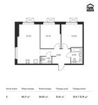 Планировка 2-комнатной квартиры, 60,11 м2