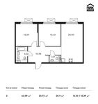 Планировка 2-комнатной квартиры, 62,09 м2