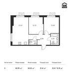 Планировка 2-комнатной квартиры, 60,35 м2