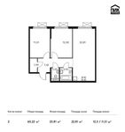 Планировка 2-комнатной квартиры, 60,22 м2