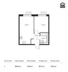 Планировка 1-комнатной квартиры, 38,12 м2