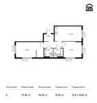 Планировка 2-комнатной квартиры, 73,45 м2