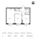 Планировка 2-комнатной квартиры, 56,87 м2