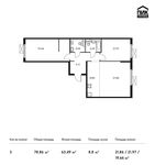 Планировка 3-комнатной квартиры, 78,86 м2
