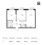 Планировка 2-комнатной квартиры, 58,42 м2
