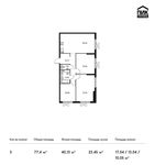 Планировка 3-комнатной квартиры, 77,4 м2