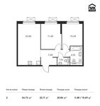 Планировка 2-комнатной квартиры, 56,73 м2