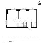 Планировка 3-комнатной квартиры, 66,55 м2