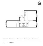 Планировка 3-комнатной квартиры, 78,84 м2