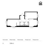 Планировка 2-комнатной квартиры, 73,25 м2
