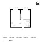 Планировка 1-комнатной квартиры, 41,31 м2